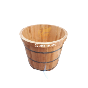 Bồn tắm gỗ tròn bo viền cao cấp