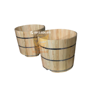 Bồn tắm gỗ tròn pơ mu nhật cao cấp (không viền)